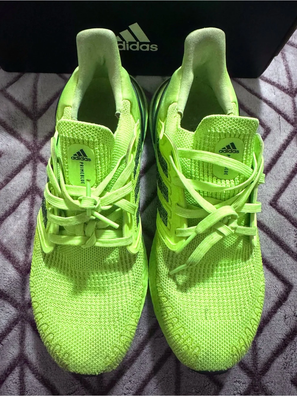 Adidas Ultraboost 20 Signal Green/Core Black Knit Running Shoes Size US 8 Mens